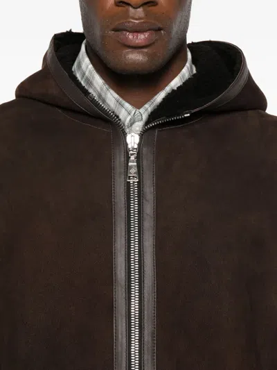 Tagliatore Hooded Zip-up Coat In Brown