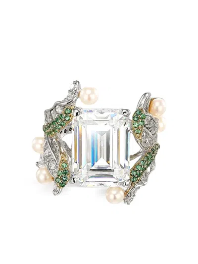 Anabela Chan 18k White Gold Lily Multi-stone Ring In Brown