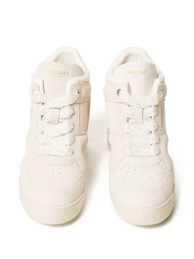 Twinset Suede Sneakers In Neutral