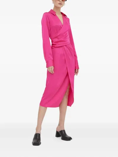 Day Birger Et Mikkelsen Wrap Long-sleeve Midi Dress In Pink