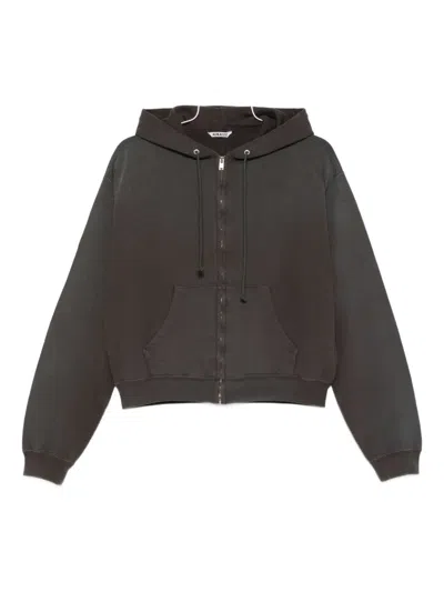 Auralee Zip-up Cotton Hoodie In Brown