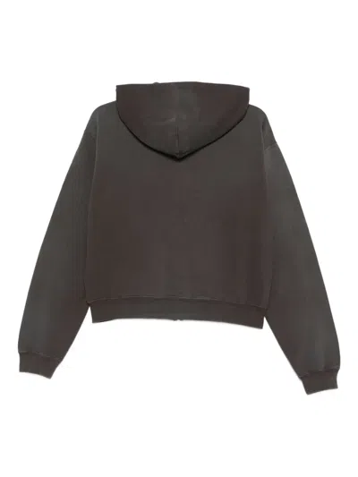 Auralee Zip-up Cotton Hoodie In Brown