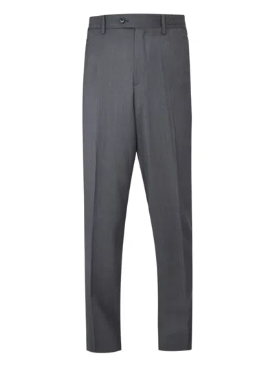 Lardini Tailored Wool Trousers With Pockets And Loops In Gray
