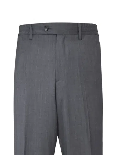 Lardini Tailored Wool Trousers With Pockets And Loops In Gray