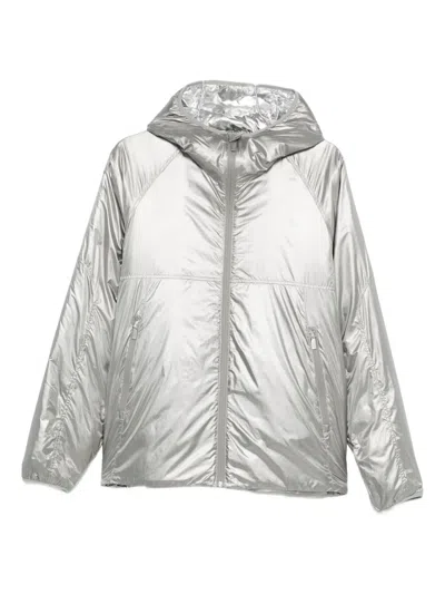 Laminar Hooded Zipped Padded Jacket In Silver