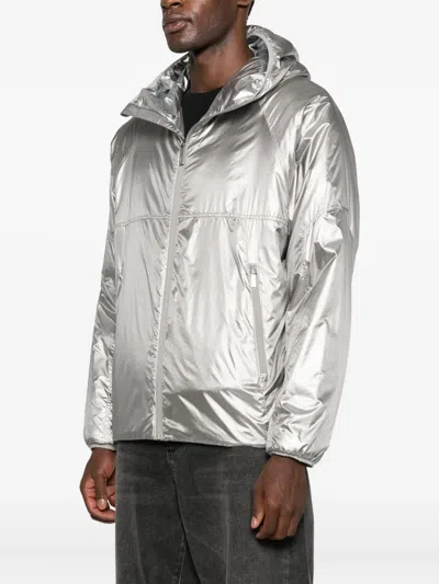 Laminar Hooded Zipped Padded Jacket In Silver