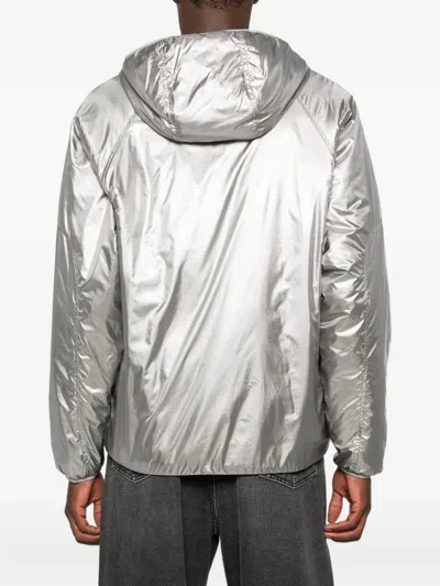 Laminar Hooded Zipped Padded Jacket In Silver