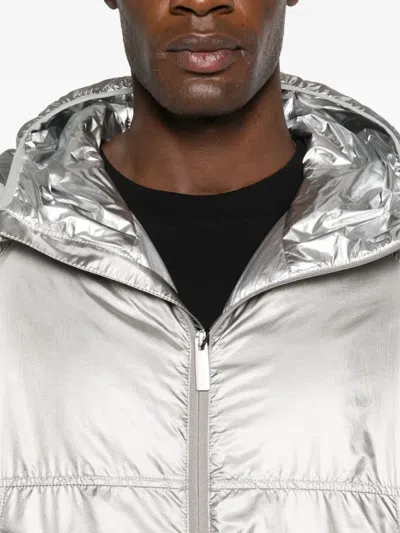 Laminar Hooded Zipped Padded Jacket In Silver