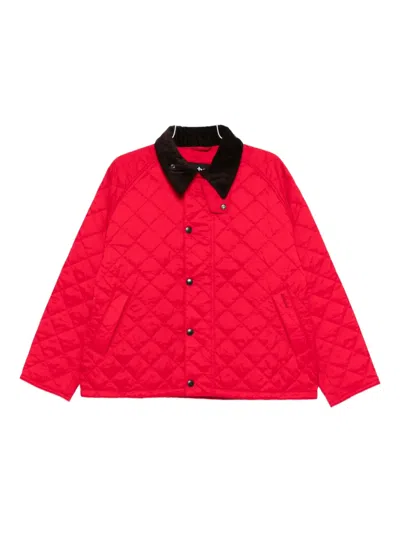Barbour Quilted Corduroy-collar Jacket In Red