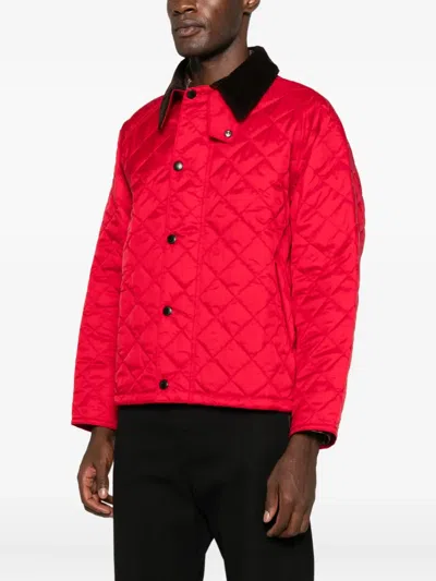 Barbour Quilted Corduroy-collar Jacket In Red