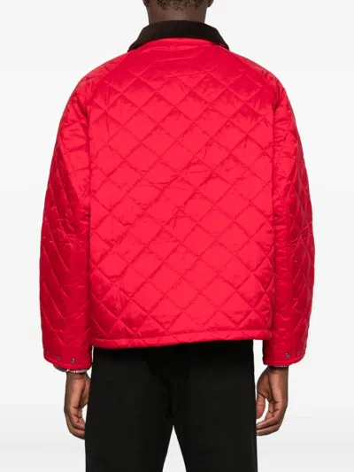 Barbour Quilted Corduroy-collar Jacket In Red