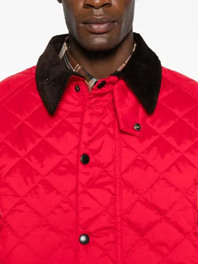 Barbour Quilted Corduroy-collar Jacket In Red