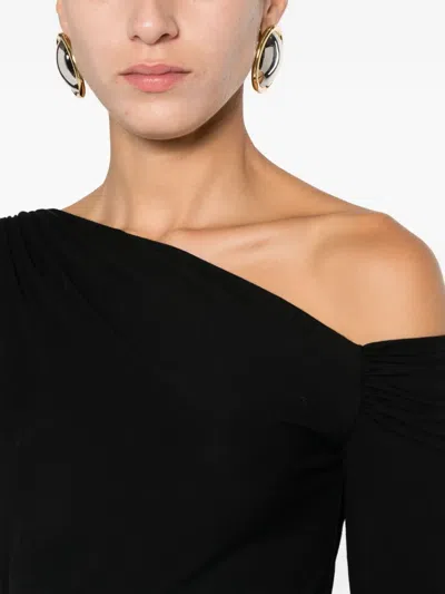 Les Filles D'eva Long-sleeved Draped Maxi Evening Dress In Black