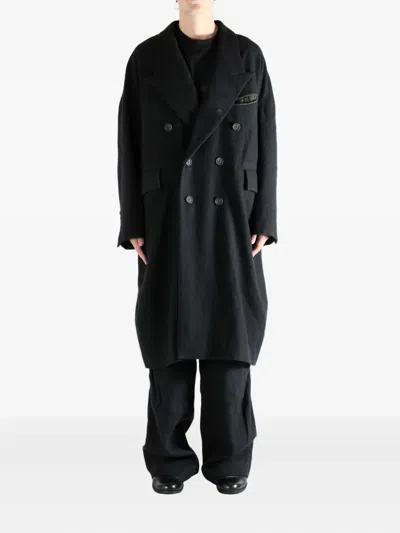 Ziggy Chen Wool Blend Double-breasted Coat In Black