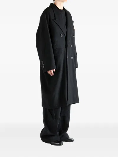 Ziggy Chen Wool Blend Double-breasted Coat In Black