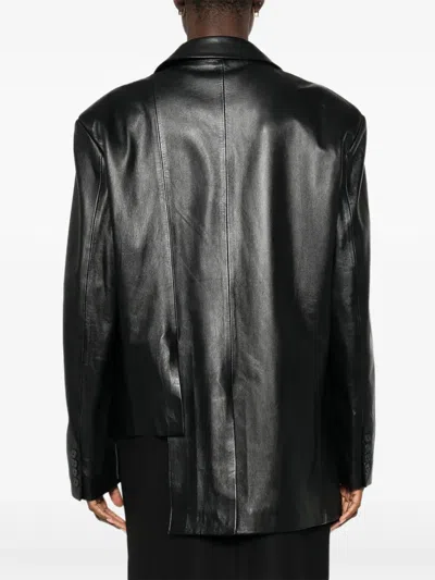 Medeea Asymmetric Leather Jacket In Black