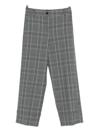 Marella Dany Check-pattern Trousers In Gray
