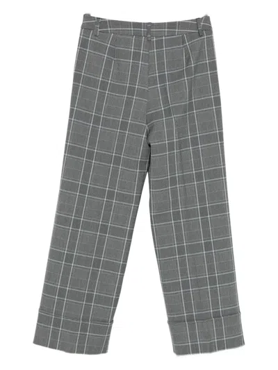 Marella Dany Check-pattern Trousers In Gray