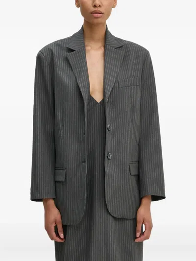 Day Birger Et Mikkelsen Pinstripe Button Blazer In Gray