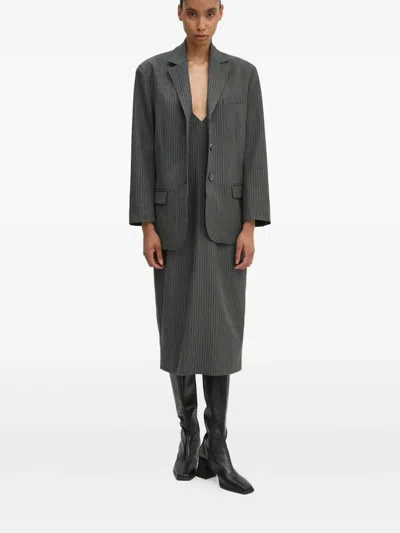 Day Birger Et Mikkelsen Pinstripe Button Blazer In Gray