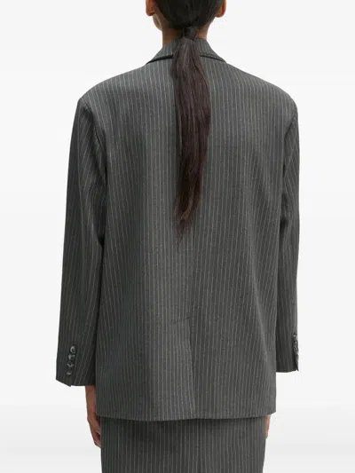 Day Birger Et Mikkelsen Pinstripe Button Blazer In Gray