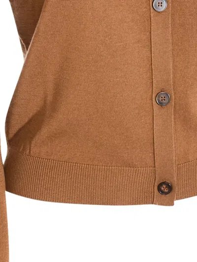 Zanone Long Sleeve Ribbed Cuff Crew Neck Knitwear In Brown