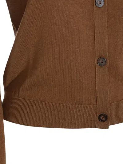 Zanone Long Sleeve Ribbed Cuff Crew Neck Knitwear In Brown