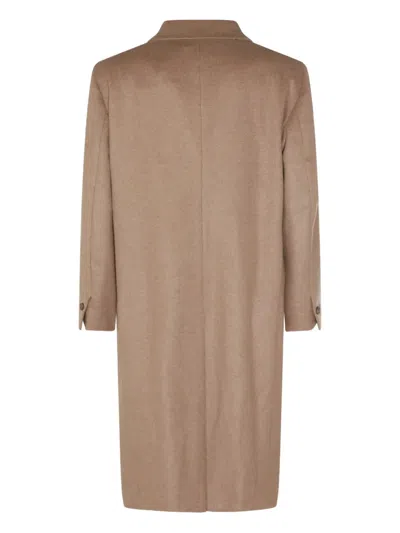 Hevo Double-breasted Wool Coat In Brown