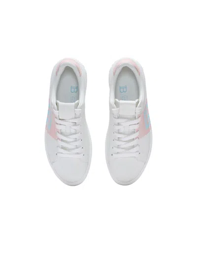 Balmain B-court Trainers In Calfskin With Pb Logo In Multi