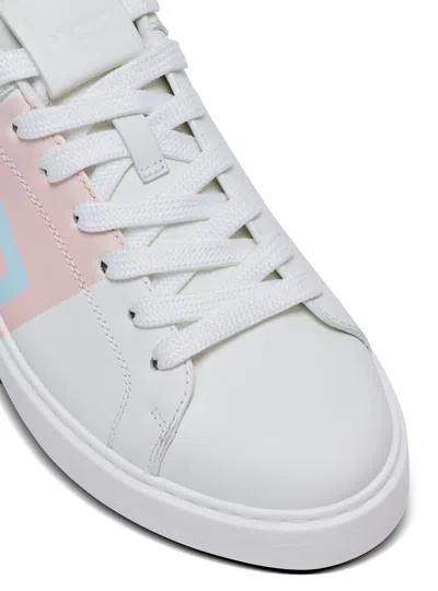Balmain B-court Trainers In Calfskin With Pb Logo In Multi