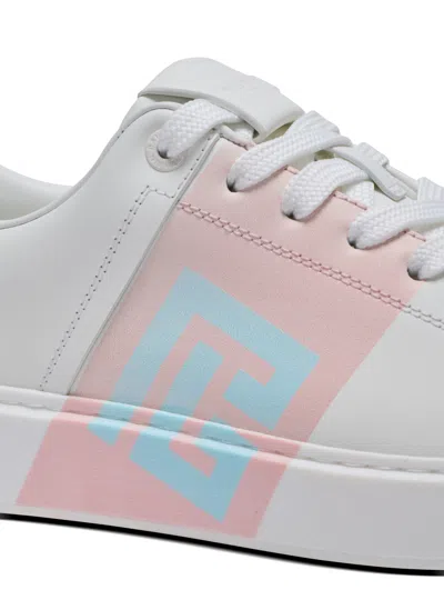 Balmain B-court Trainers In Calfskin With Pb Logo In Multi