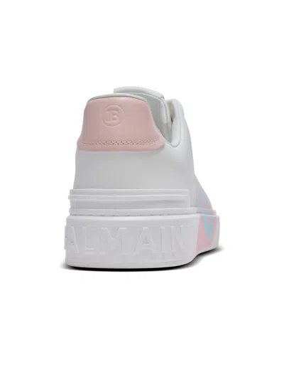 Balmain B-court Trainers In Calfskin With Pb Logo In Multi