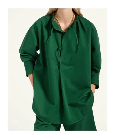 La Doublej Oversized Cotton Linen Shirt In Green