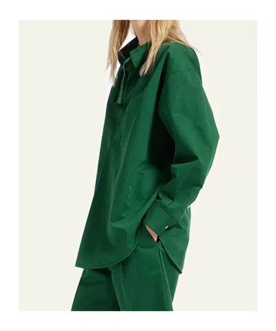 La Doublej Oversized Cotton Linen Shirt In Green