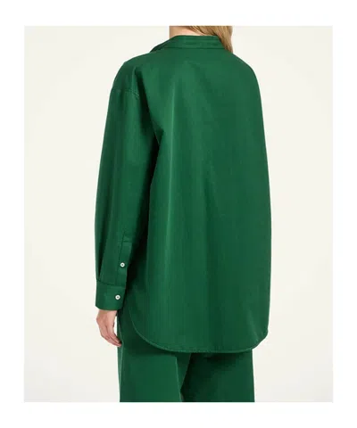 La Doublej Oversized Cotton Linen Shirt In Green