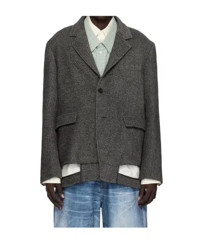 Andersson Bell Inside Out Wool Blazer In Gray