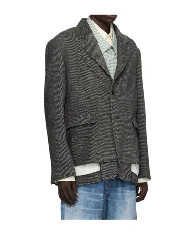 Andersson Bell Inside Out Wool Blazer In Gray