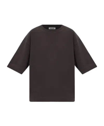 Darkpark Cropped Short-sleeve T-shirt With Round Neckline In Brown