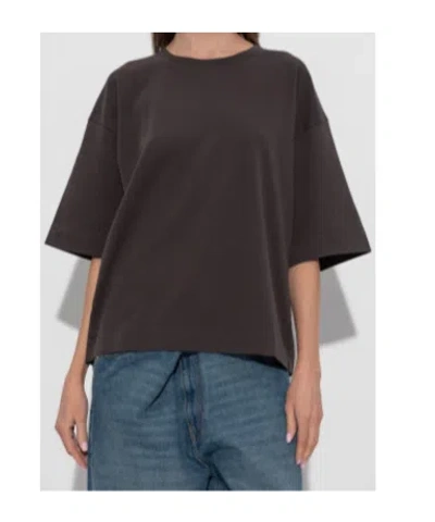 Darkpark Cropped Short-sleeve T-shirt With Round Neckline In Brown