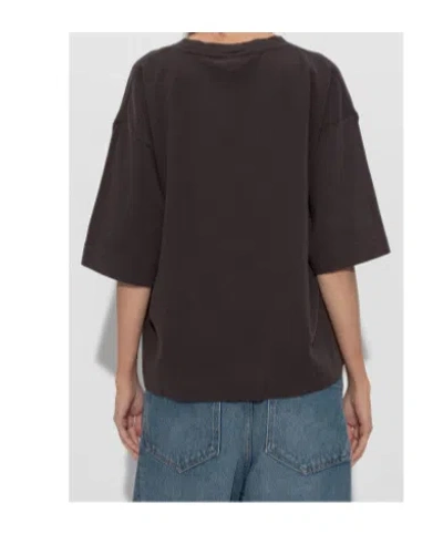 Darkpark Cropped Short-sleeve T-shirt With Round Neckline In Brown