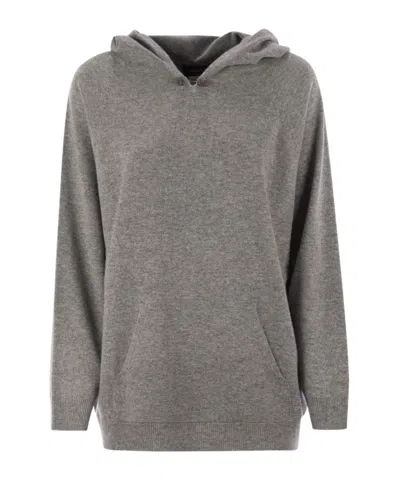 Fabiana Filippi Long-sleeves Ribbed Hoodie In Gray