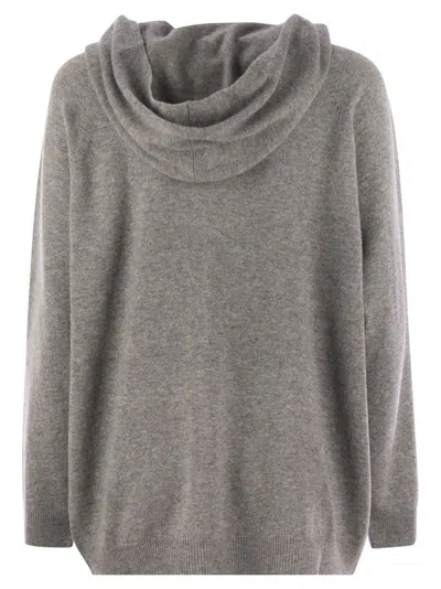Fabiana Filippi Long-sleeves Ribbed Hoodie In Gray