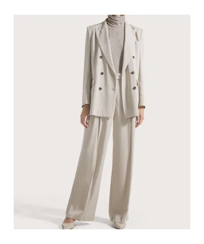 Seventy Wide Pants With Double Dart In Gabardine In White