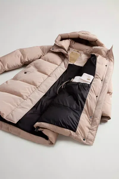 Woolrich Long Kelly Down Jacket In Neutral