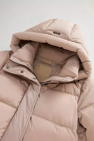 Woolrich Long Kelly Down Jacket In Neutral