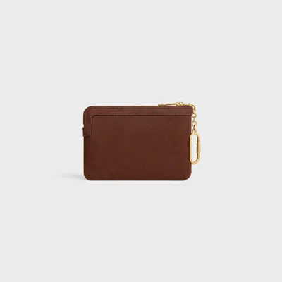 Celine Coin Purse Cuir Triomphe In Grained Calfskin In Brown