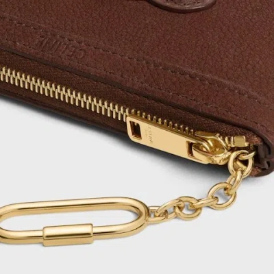 Celine Coin Purse Cuir Triomphe In Grained Calfskin In Brown