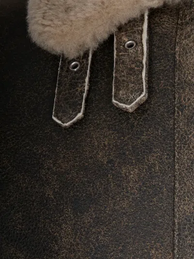 D Four Giubbino Shearling In Suede Sand In Brown