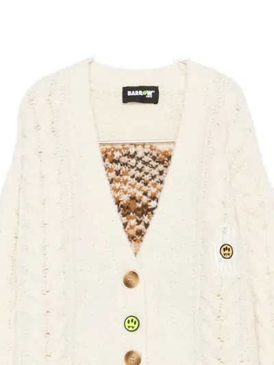 Barrow Cable-knit Appliqué-detail Cardigan In Neutral