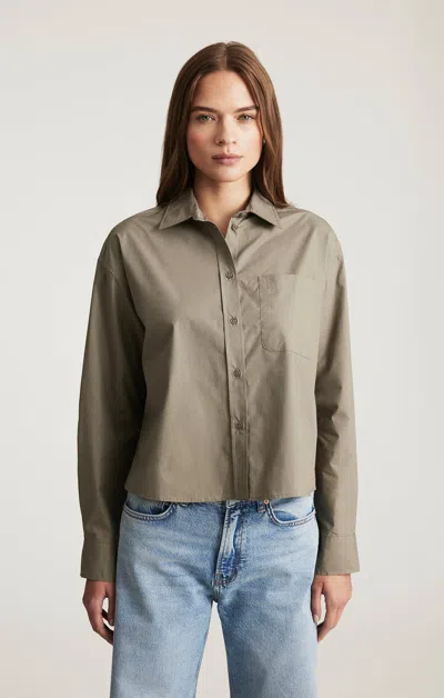 Mavi One Pocket Button-up Shirt In Khaki In Gray